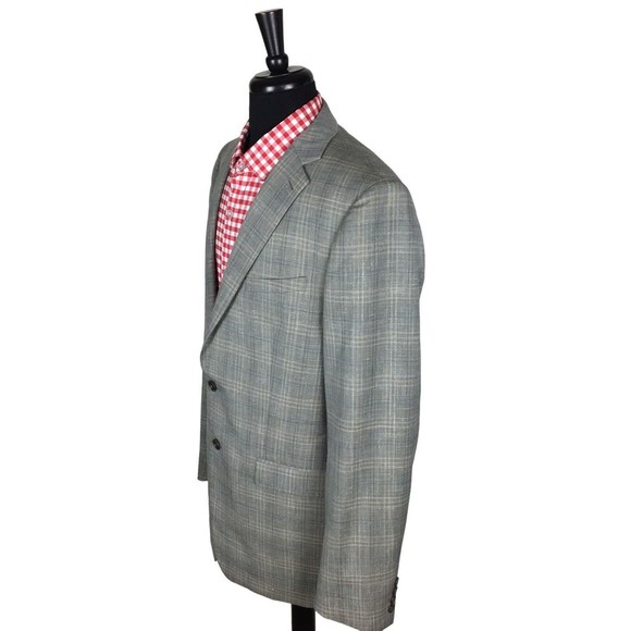 Calvin Klein Extreme Slim Fit Blazer Wool/Linen Blend Plaid Sport Coat Men 44L